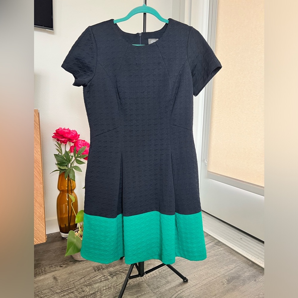 Vince Camuto Colorblock Fit and Flare Cap Sleeve Dress